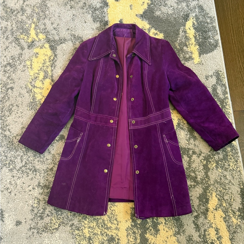 Vintage Purple Trench Coat with Tailored Fit
